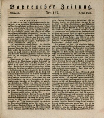 Bayreuther Zeitung Mittwoch 3. Juli 1839