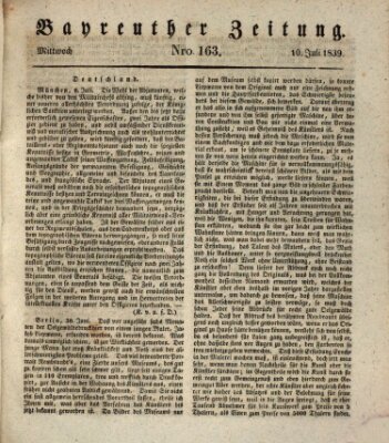 Bayreuther Zeitung Mittwoch 10. Juli 1839