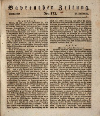 Bayreuther Zeitung Samstag 20. Juli 1839