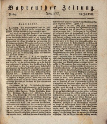 Bayreuther Zeitung Freitag 26. Juli 1839