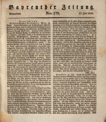 Bayreuther Zeitung Samstag 27. Juli 1839