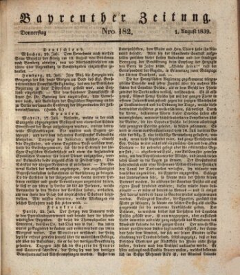 Bayreuther Zeitung Donnerstag 1. August 1839