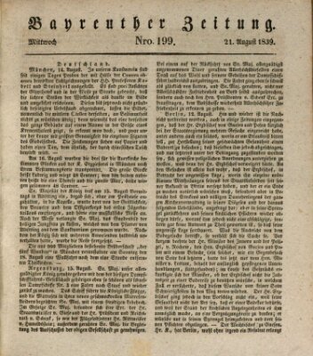 Bayreuther Zeitung Mittwoch 21. August 1839