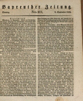 Bayreuther Zeitung Sonntag 8. September 1839