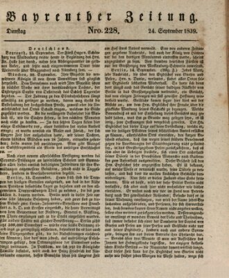 Bayreuther Zeitung Dienstag 24. September 1839