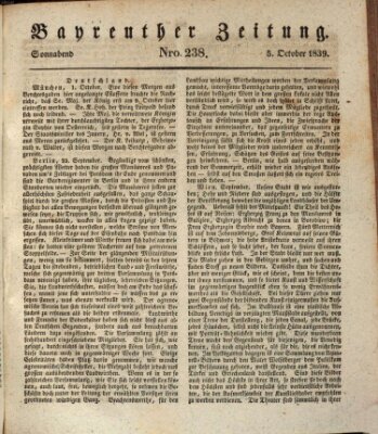 Bayreuther Zeitung Samstag 5. Oktober 1839