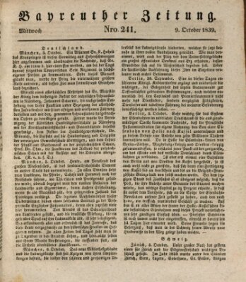 Bayreuther Zeitung Mittwoch 9. Oktober 1839