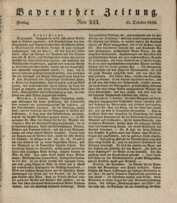 Bayreuther Zeitung Freitag 11. Oktober 1839