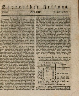 Bayreuther Zeitung Freitag 18. Oktober 1839