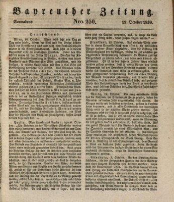 Bayreuther Zeitung Samstag 19. Oktober 1839