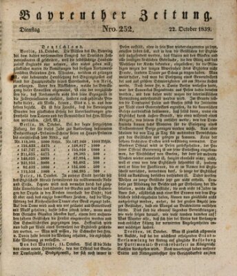 Bayreuther Zeitung Dienstag 22. Oktober 1839