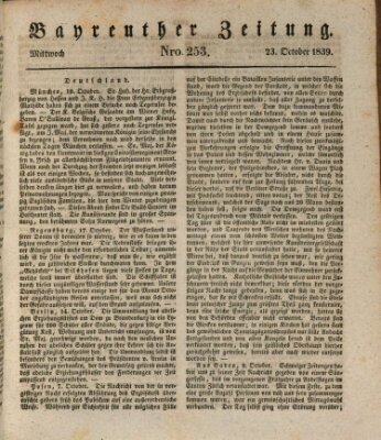 Bayreuther Zeitung Mittwoch 23. Oktober 1839