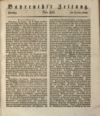 Bayreuther Zeitung Dienstag 29. Oktober 1839