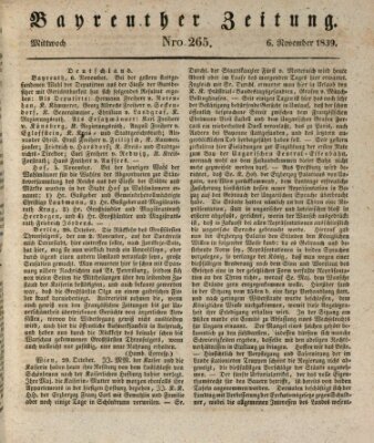 Bayreuther Zeitung Mittwoch 6. November 1839