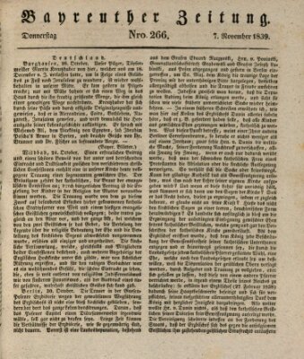 Bayreuther Zeitung Donnerstag 7. November 1839