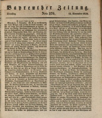 Bayreuther Zeitung Dienstag 12. November 1839