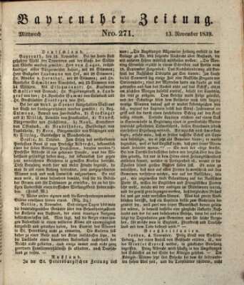 Bayreuther Zeitung Mittwoch 13. November 1839