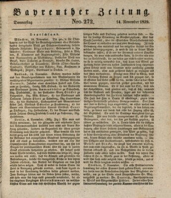 Bayreuther Zeitung Donnerstag 14. November 1839