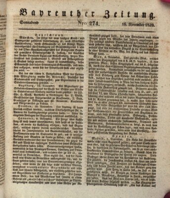 Bayreuther Zeitung Samstag 16. November 1839