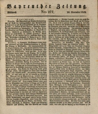 Bayreuther Zeitung Mittwoch 20. November 1839