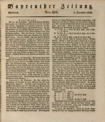 Bayreuther Zeitung Mittwoch 4. Dezember 1839