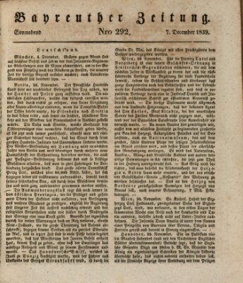 Bayreuther Zeitung Samstag 7. Dezember 1839