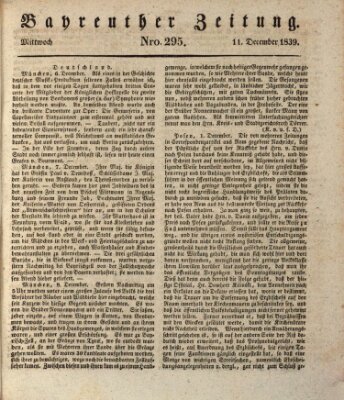 Bayreuther Zeitung Mittwoch 11. Dezember 1839