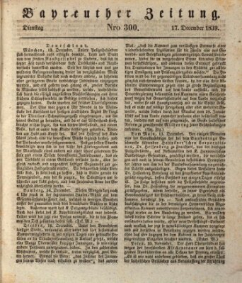 Bayreuther Zeitung Dienstag 17. Dezember 1839