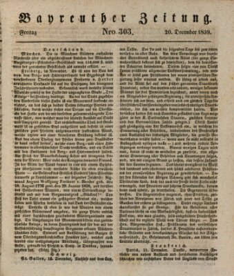 Bayreuther Zeitung Freitag 20. Dezember 1839