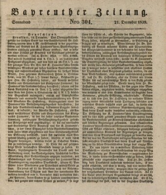 Bayreuther Zeitung Samstag 21. Dezember 1839