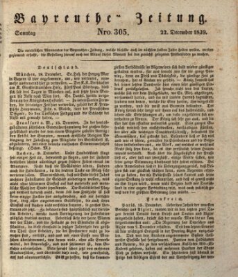 Bayreuther Zeitung Sonntag 22. Dezember 1839