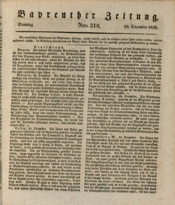 Bayreuther Zeitung Sonntag 29. Dezember 1839