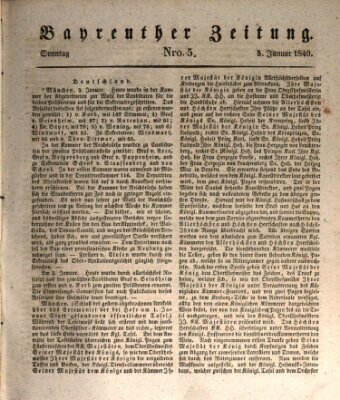 Bayreuther Zeitung Sonntag 5. Januar 1840