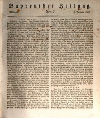 Bayreuther Zeitung Mittwoch 8. Januar 1840