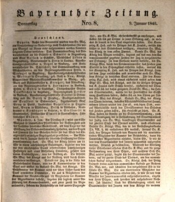 Bayreuther Zeitung Donnerstag 9. Januar 1840