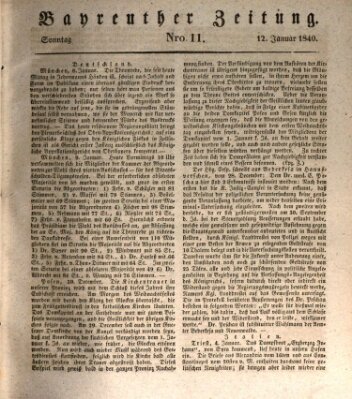 Bayreuther Zeitung Sonntag 12. Januar 1840