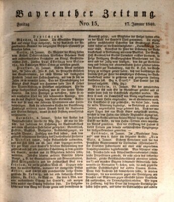 Bayreuther Zeitung Freitag 17. Januar 1840