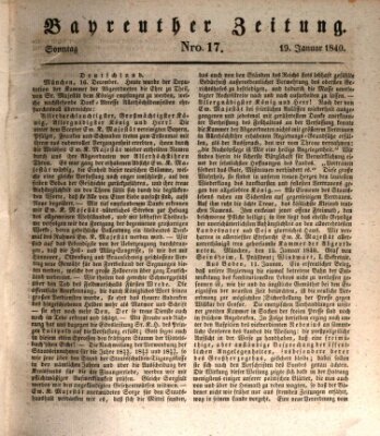 Bayreuther Zeitung Sonntag 19. Januar 1840