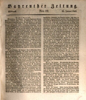 Bayreuther Zeitung Mittwoch 22. Januar 1840