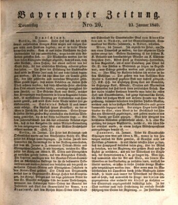 Bayreuther Zeitung Donnerstag 23. Januar 1840