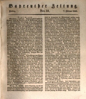 Bayreuther Zeitung Freitag 7. Februar 1840