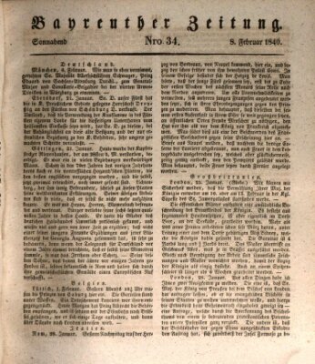 Bayreuther Zeitung Samstag 8. Februar 1840