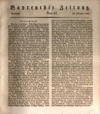 Bayreuther Zeitung Sonntag 23. Februar 1840