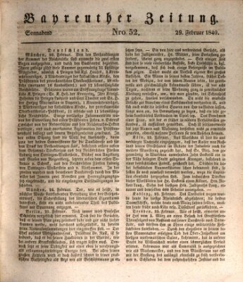 Bayreuther Zeitung Samstag 29. Februar 1840