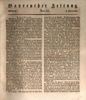 Bayreuther Zeitung Mittwoch 4. März 1840