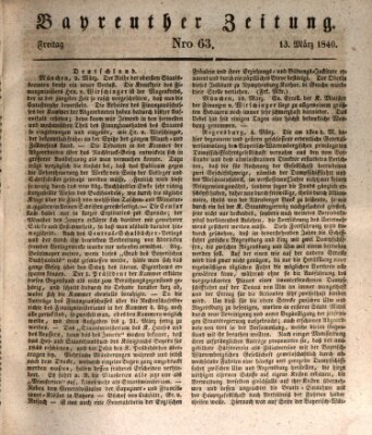 Bayreuther Zeitung Freitag 13. März 1840