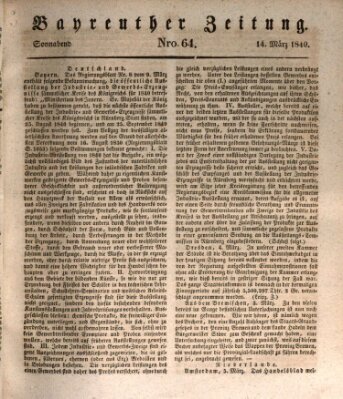 Bayreuther Zeitung Samstag 14. März 1840