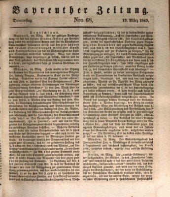 Bayreuther Zeitung Donnerstag 19. März 1840