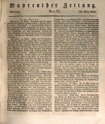 Bayreuther Zeitung Sonntag 29. März 1840