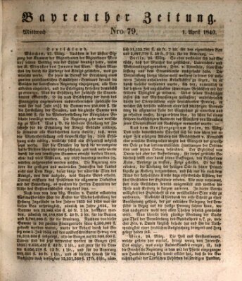 Bayreuther Zeitung Mittwoch 1. April 1840